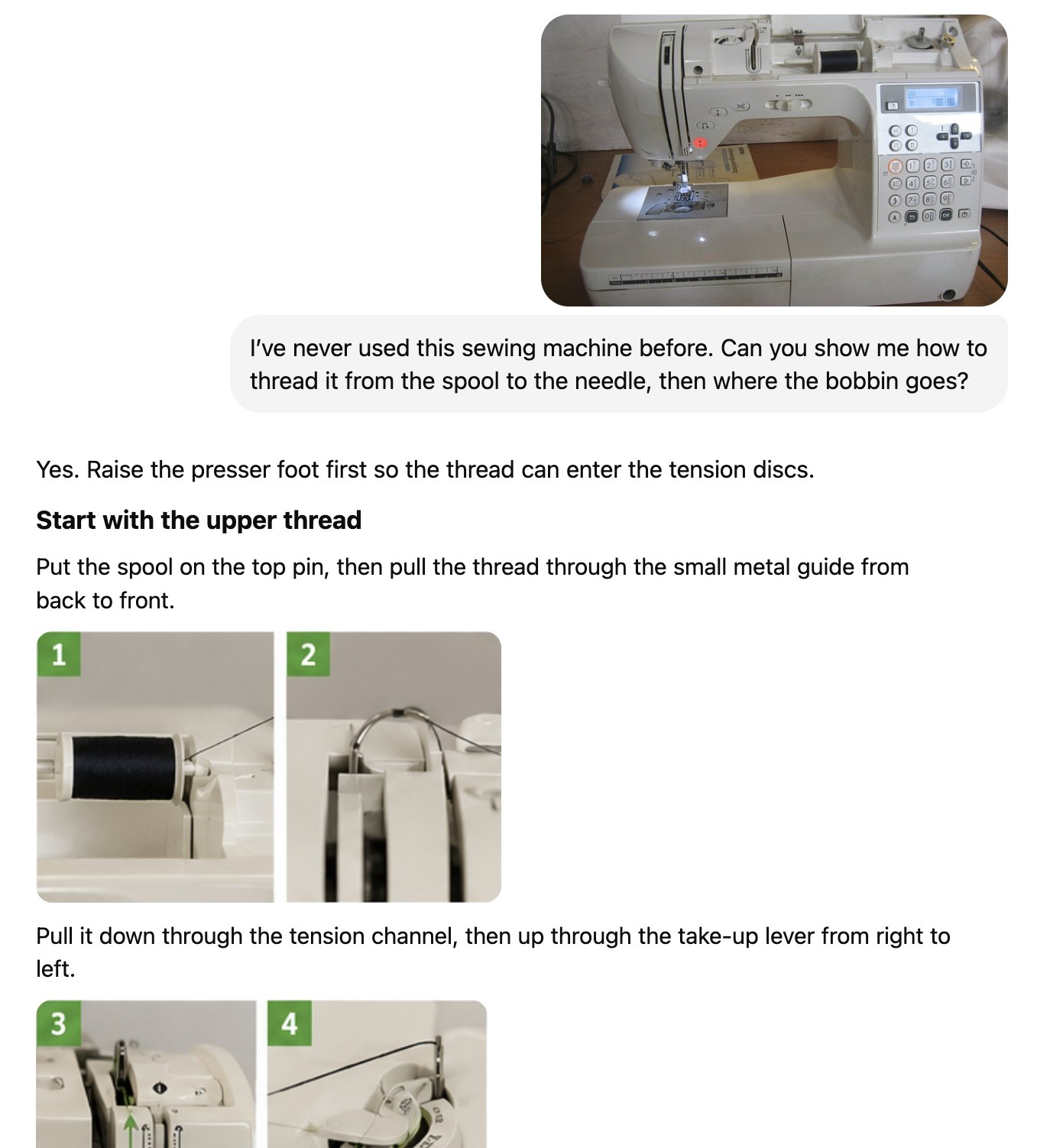 An envisioned response that interleaves visual instructions with text